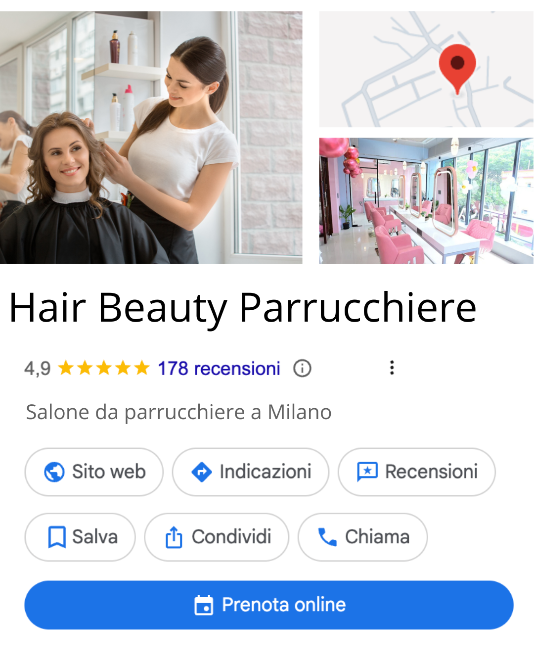 prenotazione salone parrucchiere su google